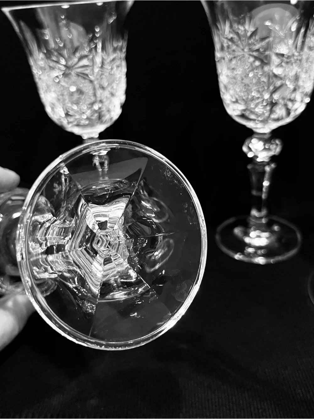 Vintage Bohemia Czech Crystal Water Goblets Set of 5 Cut Crystal 7-1/8”